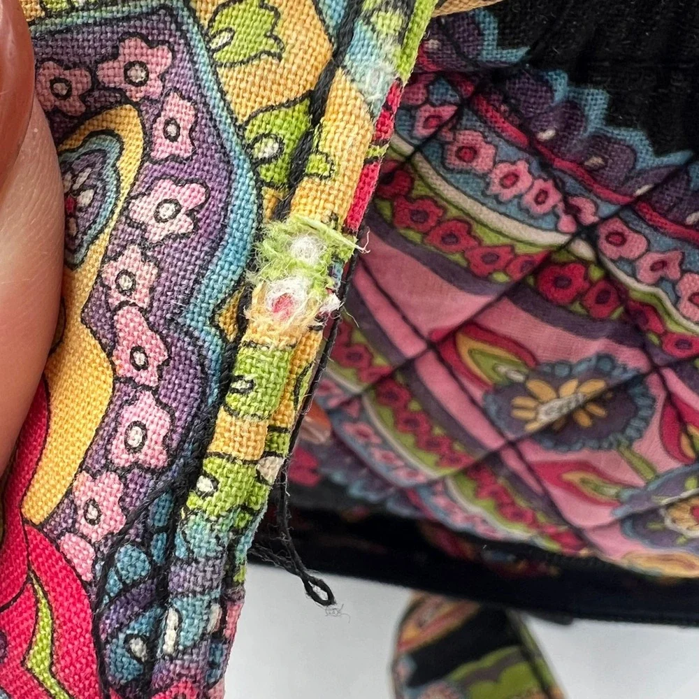 Vera Bradley Quilted Cotton Backpack Black Floral 15